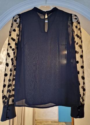 Черная блуза shein с прозрачными рукавами в горох3 фото