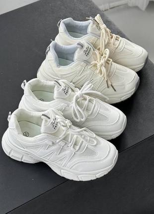 Женские белые кроссовки на массивной подошве / кроссовки на высокой подошве5 фото