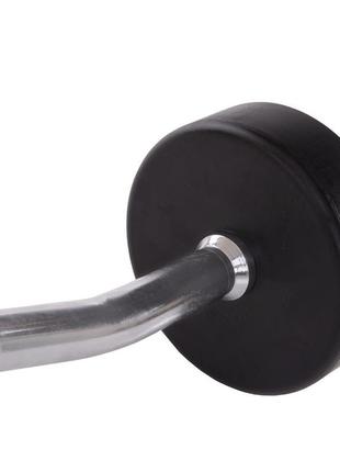 Штанга фіксована вигнута прогумована zelart rubber coated barbell ta-2687-15 довжина-95см 15кг чорний4 фото