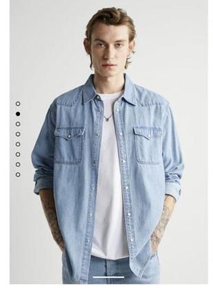 Базова джинсова сорочка з нової колекції zara розмір l.xl