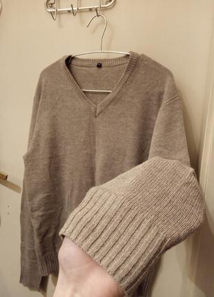 Чоловічий елегантний светр з тонкої вовни з v-подібним вирізом. розмір: м.4 фото