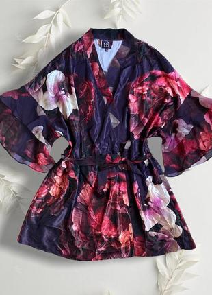 Атласный сатиновый халат в цветы яркий батал большой в силе victoria’s secret8 фото