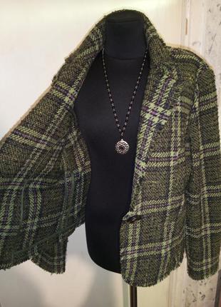 Шерстяной-54%,твидовый жакет-пиджак с карманами,бохо,большого размера,marks & spencer2 фото
