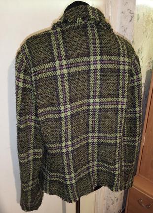 Шерстяной-54%,твидовый жакет-пиджак с карманами,бохо,большого размера,marks & spencer3 фото