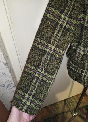 Шерстяной-54%,твидовый жакет-пиджак с карманами,бохо,большого размера,marks & spencer4 фото