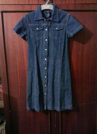 Джинсовое платье на кнопках, классический синий джинсовый сарафан на девочку 9-12 лет