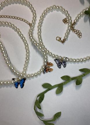 Чокер подвеска из бисера с бабочкой 🦋
