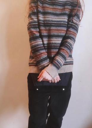 Вінтажний светр у смужку + чорний комбінезон від white stuff1 фото