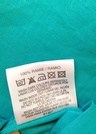 Бирюзовая блуза туника ткань 100% рами ramie лен8 фото