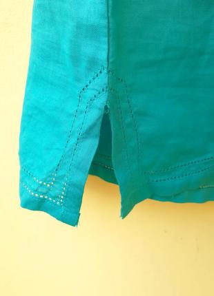 Бирюзовая блуза туника ткань 100% рами ramie лен5 фото