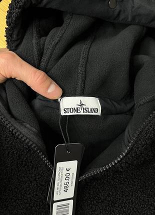 Ветровка от stone island black cotton pile hooded zip-up4 фото