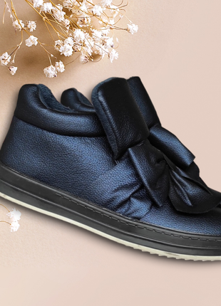 Шикарные стильные деми ботинки, кеды синие для девочки утепленные весна, осень8 фото