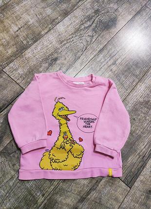 Свитшот, свитер, кофта двунитка петельки, h&m, sesame street, р. 80-86, 12-18мес.
