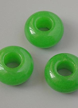 Намистина пандора хризопраз натуральний камінь d-14х7мм d-отвору-5,7мм+-