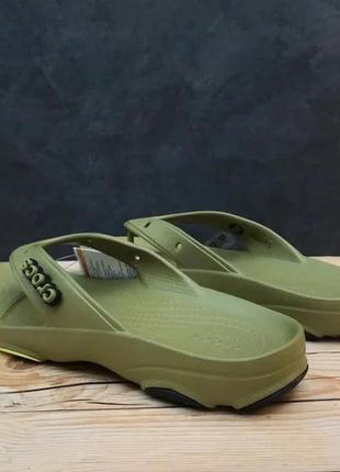 Крокс шльопанці фліп оливкові-хакі crocs all-terrain flip aloe green3 фото