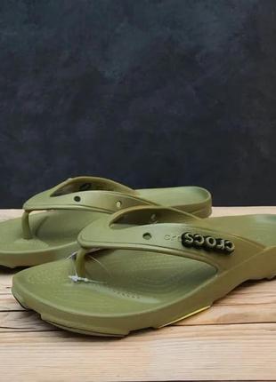 Крокс шльопанці фліп оливкові-хакі crocs all-terrain flip aloe green10 фото