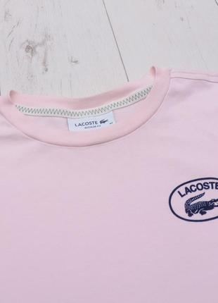 Футболка оригинальная от lacoste р. 40 с большим логотипом розовая7 фото