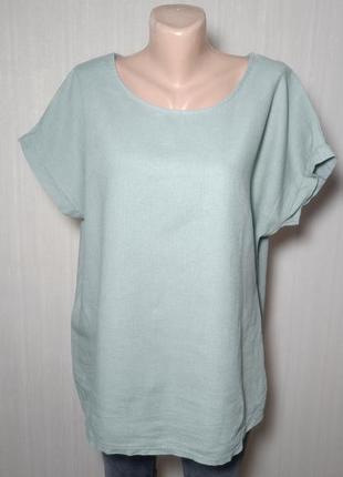 Женская легкая летняя блузка льняная короткий рукав лен футболка большого размера