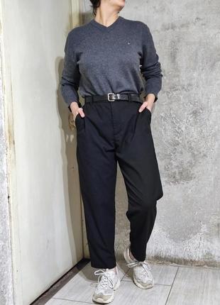 Брюки широкие свободные высокая посадка классика черные штаны штани жіночі5 фото