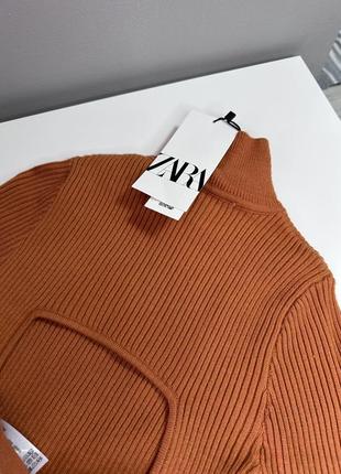 Оранжевый укороченный свитер с открытой спиной zara кофта джемпер лонгслив зара3 фото