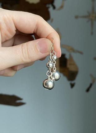 Серебряные серьги с шариками1 фото