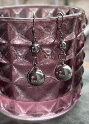 Серебряные серьги с шариками6 фото