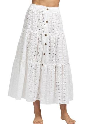 Шикарная юбка белая юбка прошва выбитая стильная модная трендовая accesorize2 фото