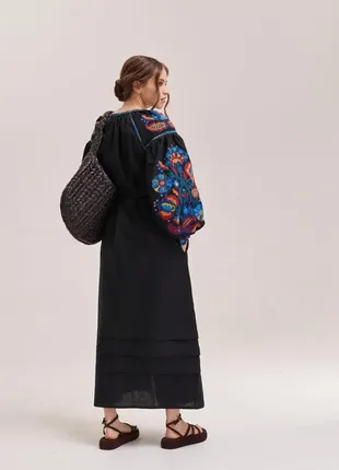 Вишиванка вишита сукня з льону в стилі бохо "надія"2 фото