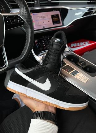 Мужские кроссовки nike sb dunk low black suede white gum2 фото