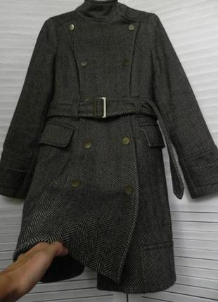 Женское серое пальто topshop. шерсть ланы.1 фото