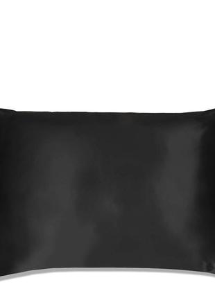 Шовкова наволочка чорного кольору 50х70 см на блискавці двостороння de lure1 фото