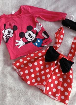 Костюм юбочка, лонгслив и повязка мики маус