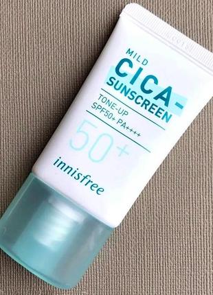 Innisfree mild cica sunscreen tone-up spf50 1 мл солнцезащитный крем