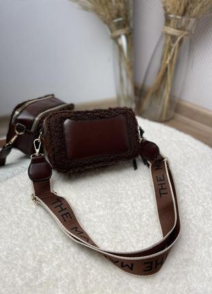 Сумка коричневая женская сумка маленькая с ремешком marc jacobs5 фото