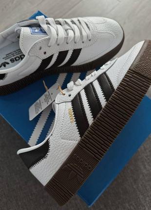 Кроссовки adidas sambarose white black gum3 фото