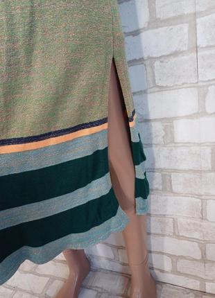 Фірмове h&amp;m мегастильне плаття міді у великі смужки з люрексною ниткою, розмір см8 фото
