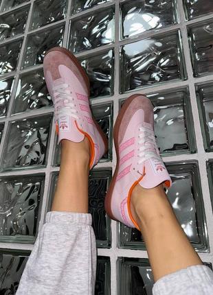 Женские кеды adidas samba pink / адидас самба бонер черные с белой / женская демисезонная обувь на весну, лето, осень кроссовки7 фото