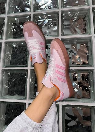 Женские кеды adidas samba pink / адидас самба бонер черные с белой / женская демисезонная обувь на весну, лето, осень кроссовки8 фото