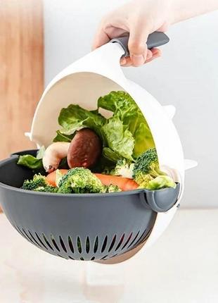 Терка-овощерезка ручная 9в1 с контейнером и дуршлагом rotate vegetable slicer lk202209-654 фото