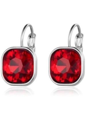 Серьги premium сияющий рубин_swarovski