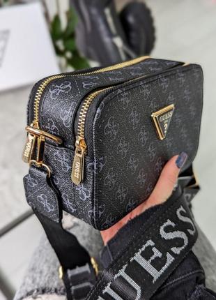 Черная маленькая женская сумка кросс боди через плечо, клатч на две молнии сумочка на ремешке