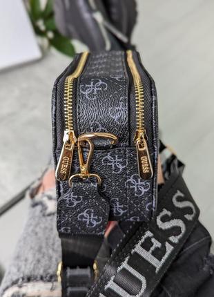 Черная маленькая женская сумка кросс боди через плечо, клатч на две молнии сумочка на ремешке4 фото