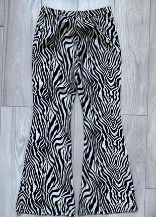 Брюки клеш зебра принт брюки широкие роклешоны5 фото