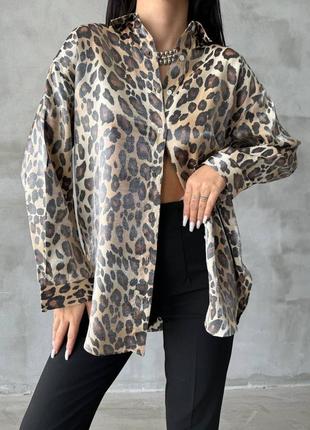Сорочка шелк леопард 🐆 рубашка люкс3 фото