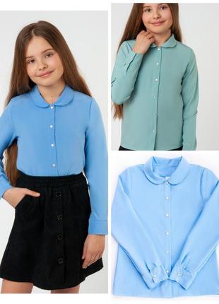 9кольорів🌈блуза святкова, нарядна блузка рубашка для дівчинки, блузка рубашка нарядная для девочки4 фото