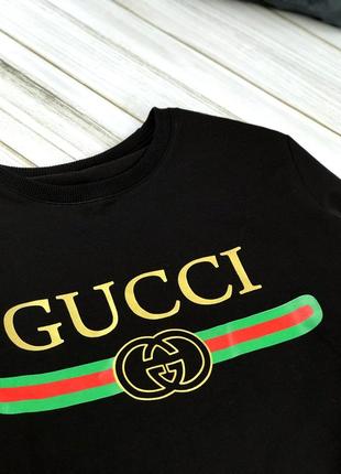 Свитшот чёрный gucci с принтом3 фото