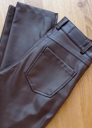 Кожаные брюки брючины цвет шоколада tally weijl zara xs