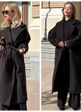 Женское кашемировое пальто длинное оверсайз 42-52 р2 фото