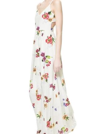 Zara платье макси в пол с открытой спиной цветочный sezane принт платье в пол длинное вискоза mara2 фото