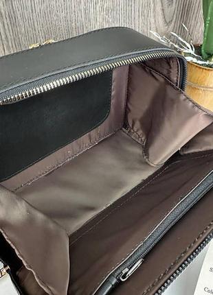 Модная женская мини сумочка клатч люкс качество, каркасная сумка черный с золотым8 фото